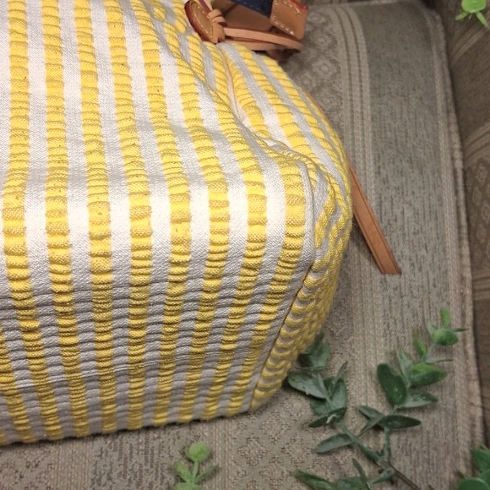 Dooney & Bourke Yellow Seersucker & Leather Hobo Bag